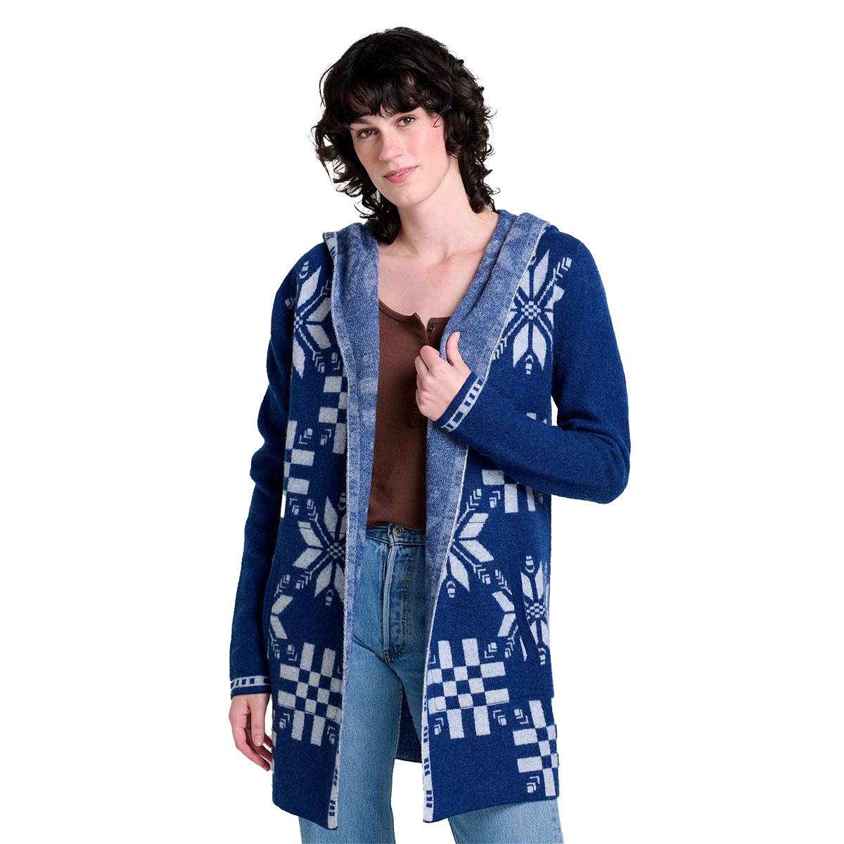 Toad&Co Merino Heartfelt Hoodie Women's in Midnight Snowflakes